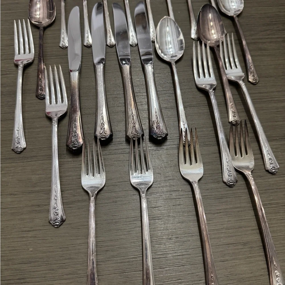 Vintage Holmes & Edward’s Silver INLAID Flatware Set- 24 Pcs.